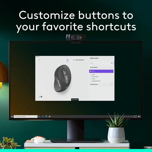 Alt view image 10 of 13 - Logitech Signature Plus M750 Mouse - Optical - Wireless - 32.81 ft - Bluetooth/Radio Frequency - 2.40 GHz - Graphite - USB - 2000 dpi - Scroll Wheel - 6 Button(s) - Small/Medium Hand/Palm Size - 1 x A