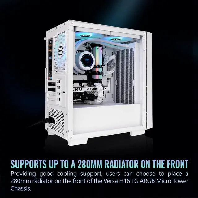 Alt view image 4 of 6 - Thermaltake Versa H16 TG ARGB Snow Micro Tower Chassis CA-1Y8-00S6WN-01