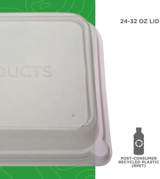 Alt view image 4 of 7 - Eco-Products EP-SCRC24LID WorldView 100% Recycled Content Lids, Fits 24 oz Rectangle