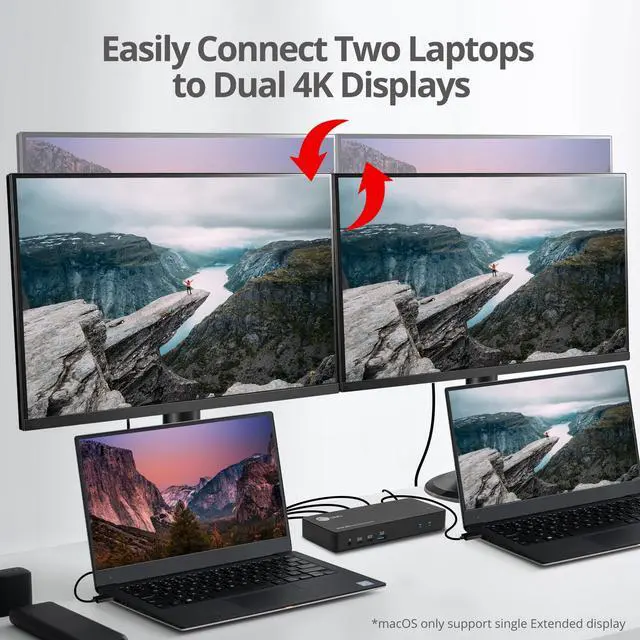 Alt view image 7 of 10 - SIIG Dual Host USB-C KVM MST Docking Station