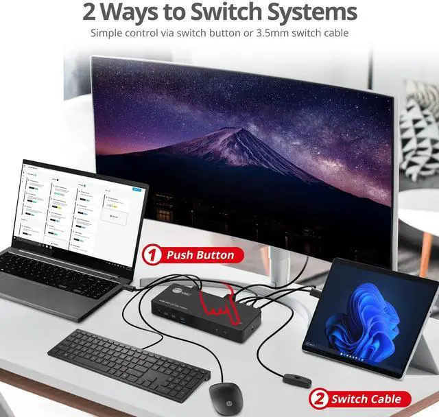 Alt view image 8 of 10 - SIIG Dual Host USB-C KVM MST Docking Station