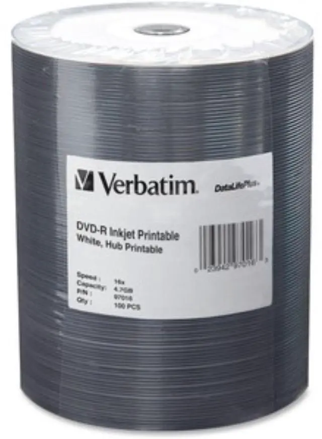 Alt view image 5 of 11 - VERBATIM CORPORATION 97016 100PK DVD-R 16X 4.7GB WHITE