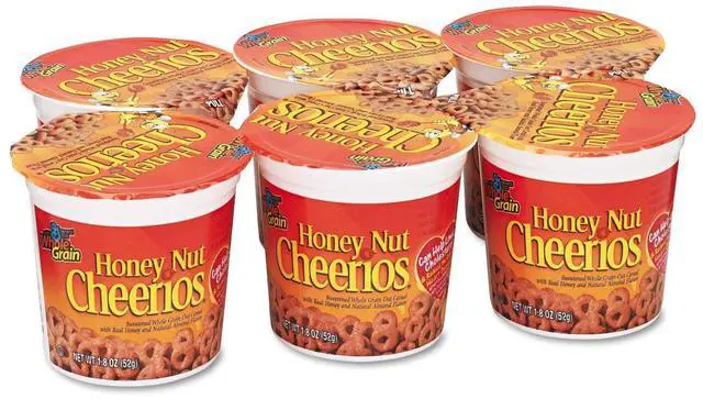 Alt view image 2 of 3 - General Mills Honey Nut Cheerios Cereal Single-Serve 1.8 oz Cup 6/Pack GEM13898