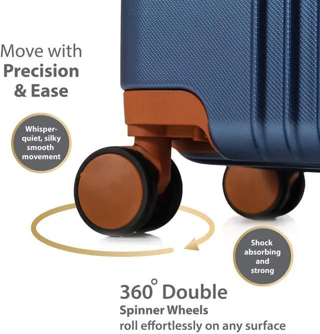 Alt view image 11 of 14 - CHAMPS Vintage Collection - Hardside Carry-on - Navy - Durable Expandable Hardside 20in. Carry-on - Lightweight Polycarbonate with TSA Lock - 360-Degree Wheels and USB-Charging port for Charging on-th