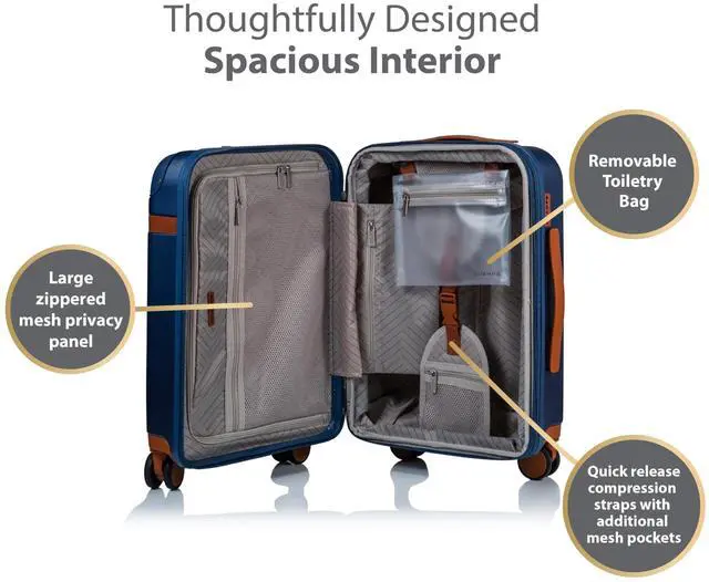 Alt view image 14 of 14 - CHAMPS Vintage Collection - Hardside Carry-on - Navy - Durable Expandable Hardside 20in. Carry-on - Lightweight Polycarbonate with TSA Lock - 360-Degree Wheels and USB-Charging port for Charging on-th