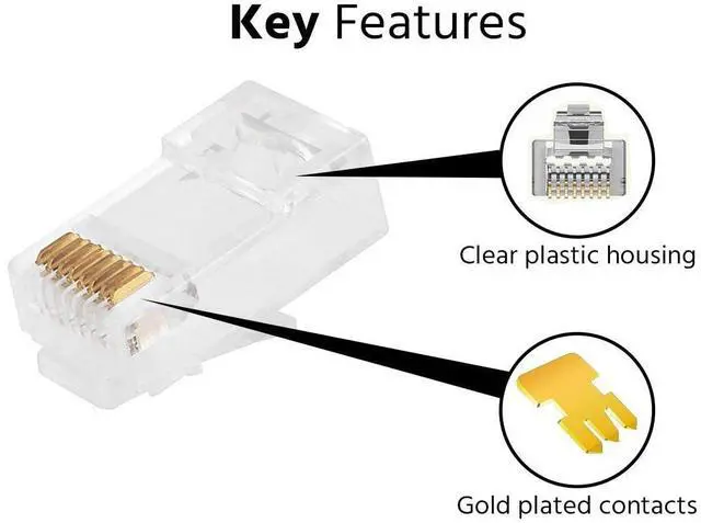 Alt view image 7 of 16 - Monoprice 100-pcs RJ45 Modular Plug for Cat6 Solid Cable
