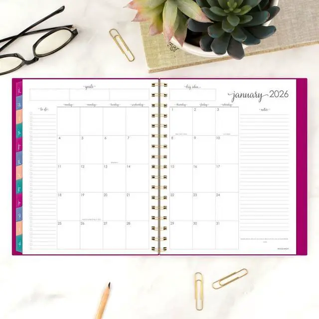 Alt view image 3 of 7 - 2025-2026 AT-A-GLANCE® Harmony Weekly/Monthly Planner, 7" x 8-3/4", Beetroot, January To January, 1099-805-56