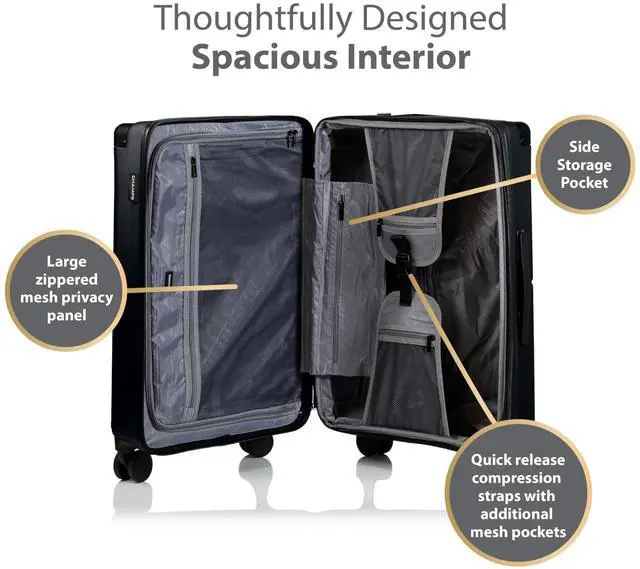 Alt view image 11 of 14 - CHAMPS Earth Collection 3-piece Hardside Luggage set Black S1034BLACK