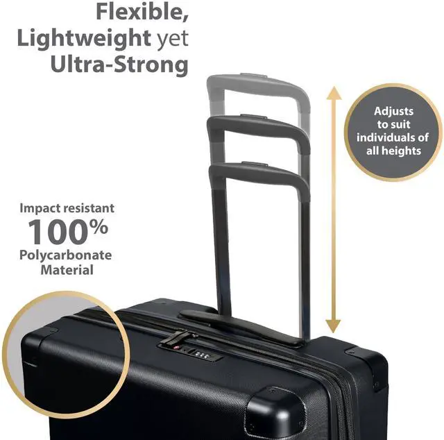 Alt view image 9 of 14 - CHAMPS Earth Collection 3-piece Hardside Luggage set Black S1034BLACK