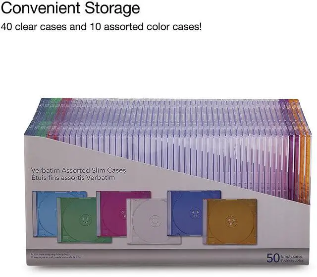 Alt view image 4 of 8 - Verbatim Jewel Cases for CD/DVD/Blu-Ray Assorted Colors 50/Pack (71128)