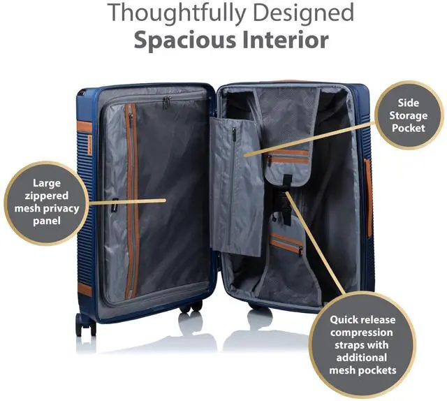 Alt view image 12 of 15 - CHAMPS Vintage III Collection 3-piece Hardside Luggage set Navy S1033NAVY
