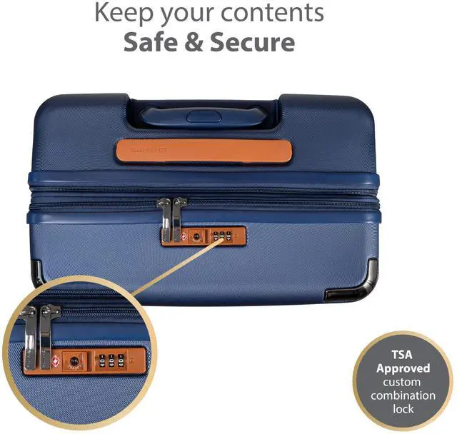 Alt view image 14 of 15 - CHAMPS Vintage III Collection 3-piece Hardside Luggage set Navy S1033NAVY