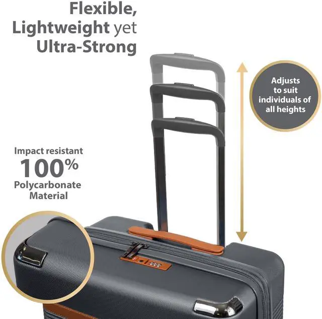 Alt view image 11 of 15 - CHAMPS Vintage III Collection 3-piece Hardside Luggage set Grey S1033GREY