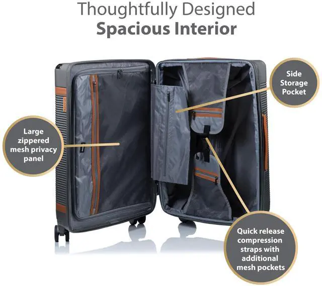 Alt view image 12 of 15 - CHAMPS Vintage III Collection 3-piece Hardside Luggage set Grey S1033GREY