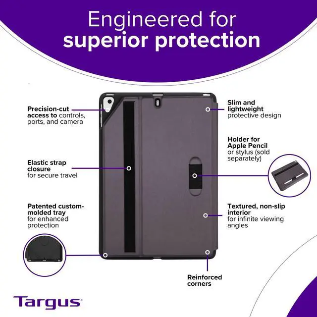 Alt view image 15 of 17 - Targus Click-In Carrying Case Folio for Select 10.2" to 10.5" Apple iPads Purple