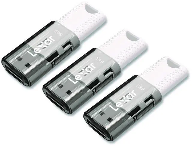 Alt view image 5 of 8 - Lexar JumpDrive S60 64GB USB 2.0 Type A Flash Drive Grey/White 3/Pack (LJDS60-64GB3NNU)