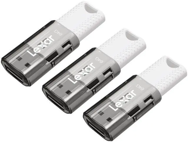 Alt view image 8 of 8 - Lexar JumpDrive S60 64GB USB 2.0 Type A Flash Drive Grey/White 3/Pack (LJDS60-64GB3NNU)