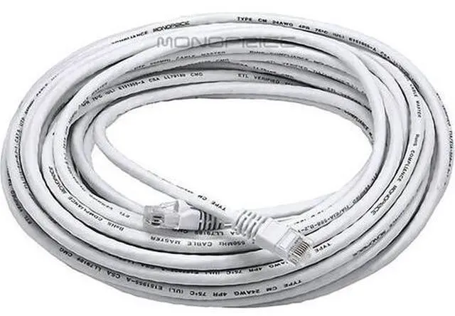 Alt view image 7 of 19 - Monoprice Cat6 Ethernet Patch Cable - Network Internet Cord - RJ45, Stranded, 550Mhz, UTP, Pure Bare Copper Wire, 24AWG, 50ft, White