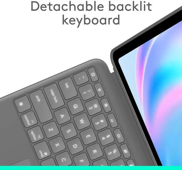 Alt view image 4 of 7 - Logitech Combo Keyboard Case for 13in iPad Air Oxford Grey 920012608