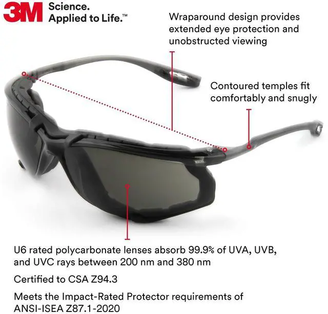 Alt view image 14 of 18 - 3M 11873 Black Virtua CCS Protective Eyewear Foam Gasket, Anti Fog Lens