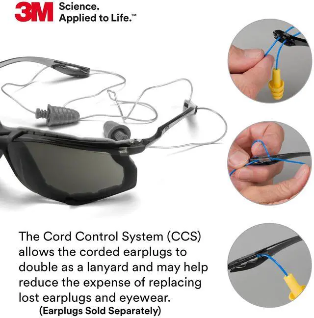 Alt view image 16 of 18 - 3M 11873 Black Virtua CCS Protective Eyewear Foam Gasket, Anti Fog Lens