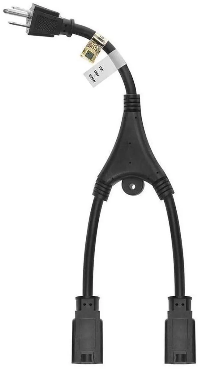 Alt view image 12 of 14 - Monoprice 14inch 14AWG Power Cord Splitter Cable, 15A (NEMA 5-15P to 2x NEMA 5-15R)