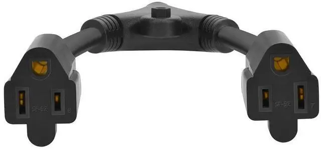 Alt view image 13 of 14 - Monoprice 14inch 14AWG Power Cord Splitter Cable, 15A (NEMA 5-15P to 2x NEMA 5-15R)