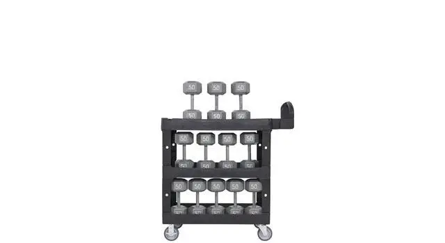Alt view image 7 of 7 - Rubbermaid Brute 3-Shelf Heavy-Duty Ergo Utility Cart Small Black 2203280