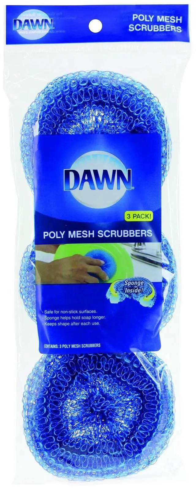 Alt view image 2 of 3 - Dawn Poly Mesh Scrubbers Blue 3/Pack 437775