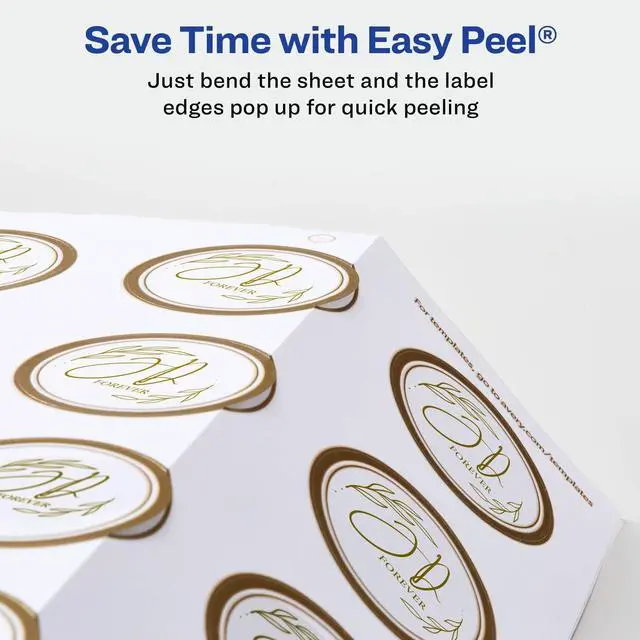 Alt view image 10 of 14 - Avery Matte White Round Labels with Metallic Gold Borders, 2" Diameter, 120 Blank Round Labels (22876)