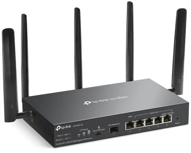 Alt view image 9 of 10 - TP-Link ER706W-4G Omada 4G+ Cat6 AX3000 Gigabit VPN Gateway Router | Wi-Fi 6 AX3000 Dual Band with LTE | Supports Omada Mesh | Easy Set-up