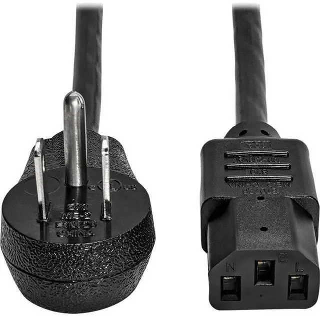 Alt view image 7 of 16 - Tripp Lite Model P007-003-15D 3 ft. Desktop Computer Power Cord, Right-Angle 5-15P to C13 - Heavy Duty, 15A, 125V, 14 AWG, 3 ft. Black