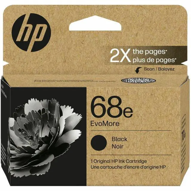 Alt view image 3 of 9 - HP 68e EvoMore Black Original Ink Cartridge, ~320 pages, 7FP22TN