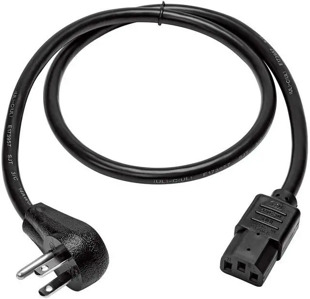 Alt view image 13 of 16 - Tripp Lite Model P007-003-15D 3 ft. Desktop Computer Power Cord, Right-Angle 5-15P to C13 - Heavy Duty, 15A, 125V, 14 AWG, 3 ft. Black