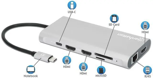 Alt view image 18 of 20 - USB-C DOCK/HUB/READER 10-PORT-