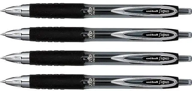 Alt view image 4 of 7 - uni-Ball Signo 207 Gel Pen, Retractable, Fine 0.5 mm, Black Ink, 4/Pack 61270