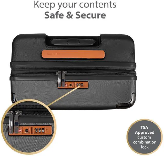 Alt view image 13 of 14 - CHAMPS Vintage III Collection 3-piece Hardside Luggage set Black S1033BLACK