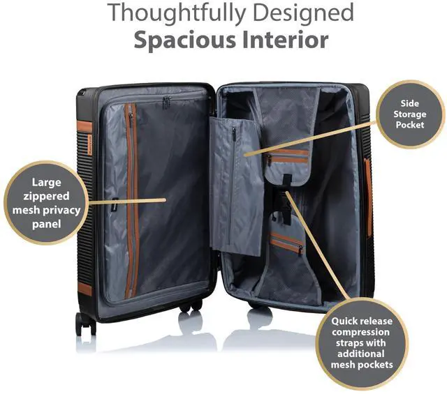 Alt view image 11 of 14 - CHAMPS Vintage III Collection 3-piece Hardside Luggage set Black S1033BLACK