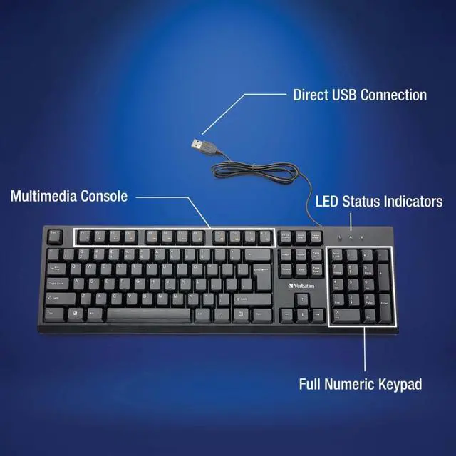 Alt view image 6 of 20 - Verbatim 70734 Universal Wired Keyboard and Mouse Black 70734