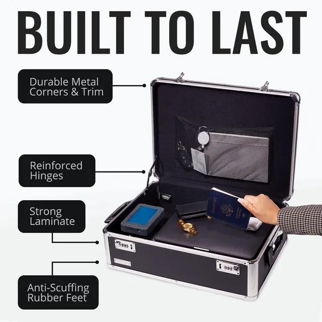 Alt view image 13 of 15 - Locking Storage Chest Medium Density Fiberboard 14.5 x 8 x 19.5 Black VZ00323
