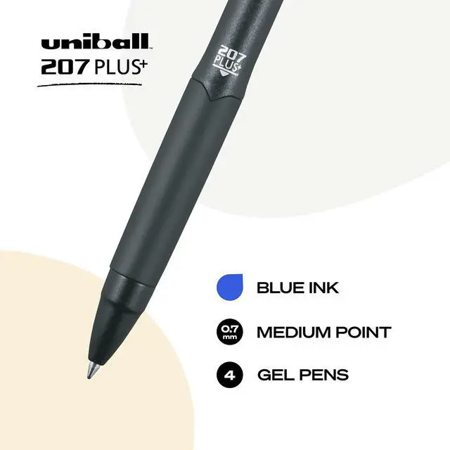Alt view image 12 of 14 - uni-ball uniball 207 Plus+ Retractable Gel Pens Medium Point 0.7mm Blue Ink 4/Pack (70457)