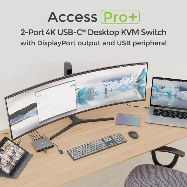 Alt view image 20 of 20 - IOGEAR 2-Port 4K USB-C Desktop KVM with DisplayPort GCS1602CC