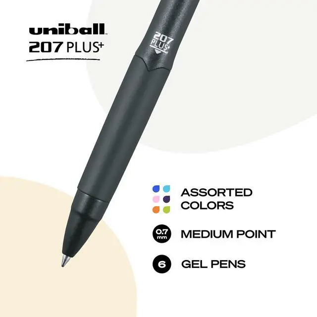 Alt view image 10 of 13 - uni-ball uniball 207 Plus+ Retractable Gel Pens Medium Point 0.7mm Assorted Inks 6/Pack (70491)