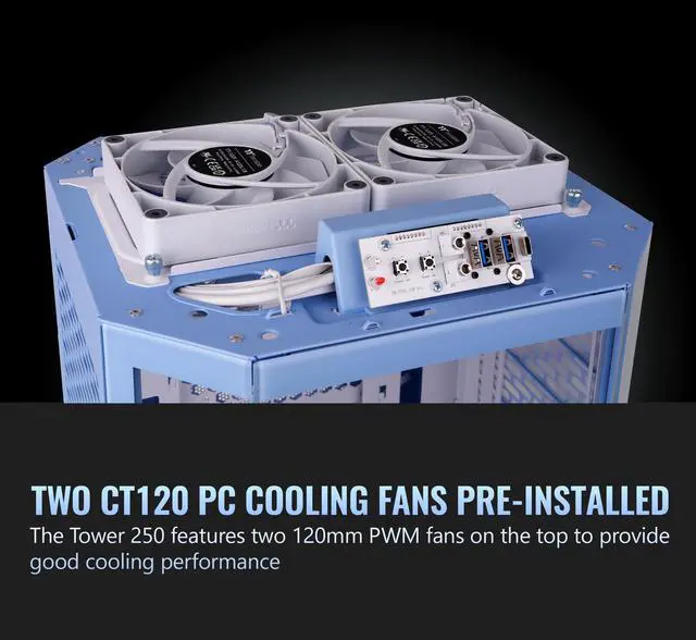 Alt view image 20 of 20 - Thermaltake Tower 250 Hydrangea Blue Mini-ITX Mini Tower 2x120mm CT Fans Included, 360mm Radiator Support 360mm GPU Clearance Dual Chamber CA-1Z9-00SFWN-00
