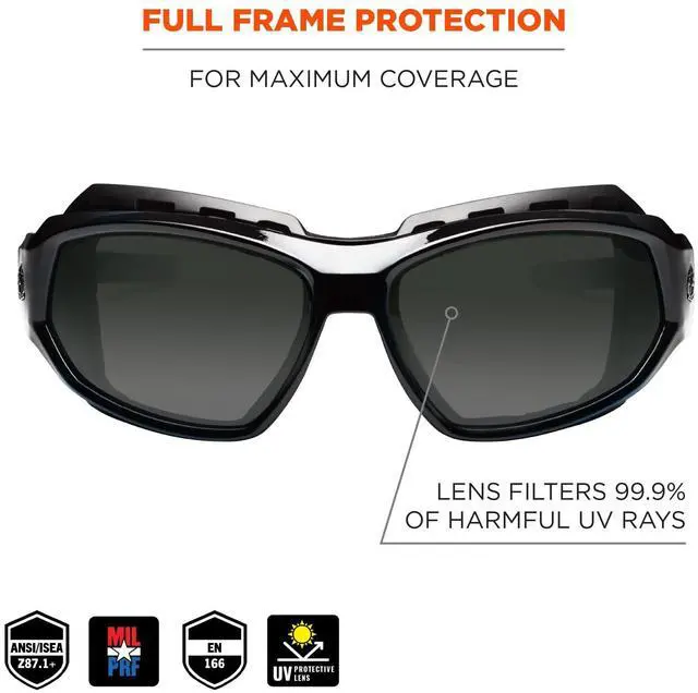 Alt view image 19 of 20 - Ergodyne 56030 Skullerz Loki Safety Glasses/Goggles, Black Frame/Smoke Lens, Nylon/Polycarb