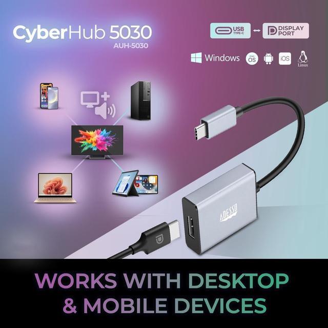 Alt view image 16 of 20 - Adesso USB-C to Display Port Adapter
