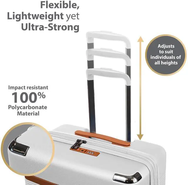 Alt view image 10 of 14 - CHAMPS Vintage III Collection 3-piece Hardside Luggage set Ivory S1033IVORY