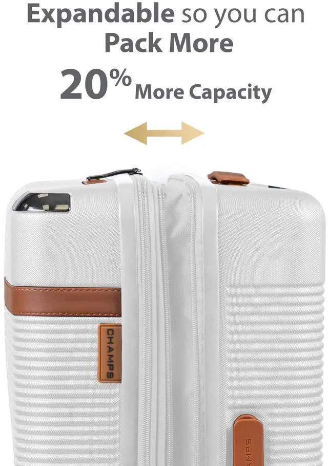 Alt view image 12 of 14 - CHAMPS Vintage III Collection 3-piece Hardside Luggage set Ivory S1033IVORY