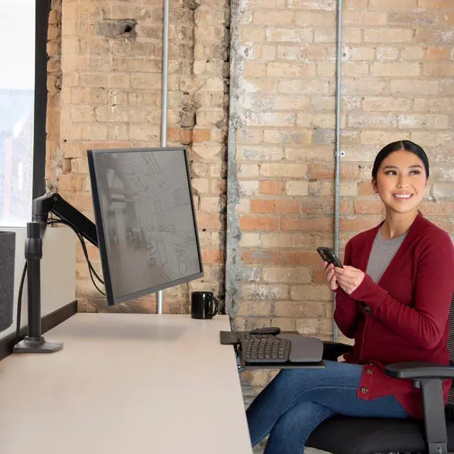 Alt view image 4 of 8 - Ergotron LX Desk Mount Monitor Arm Tall Pole Matte Black Matte Black