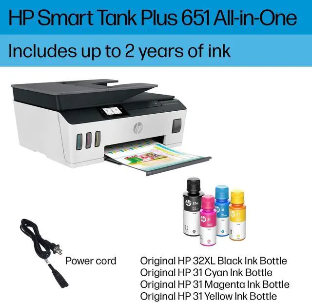 Alt view image 20 of 20 - HP Smart Tank Plus 651 Wireless All-in-One InkJet Printer, Color Mobile Print,